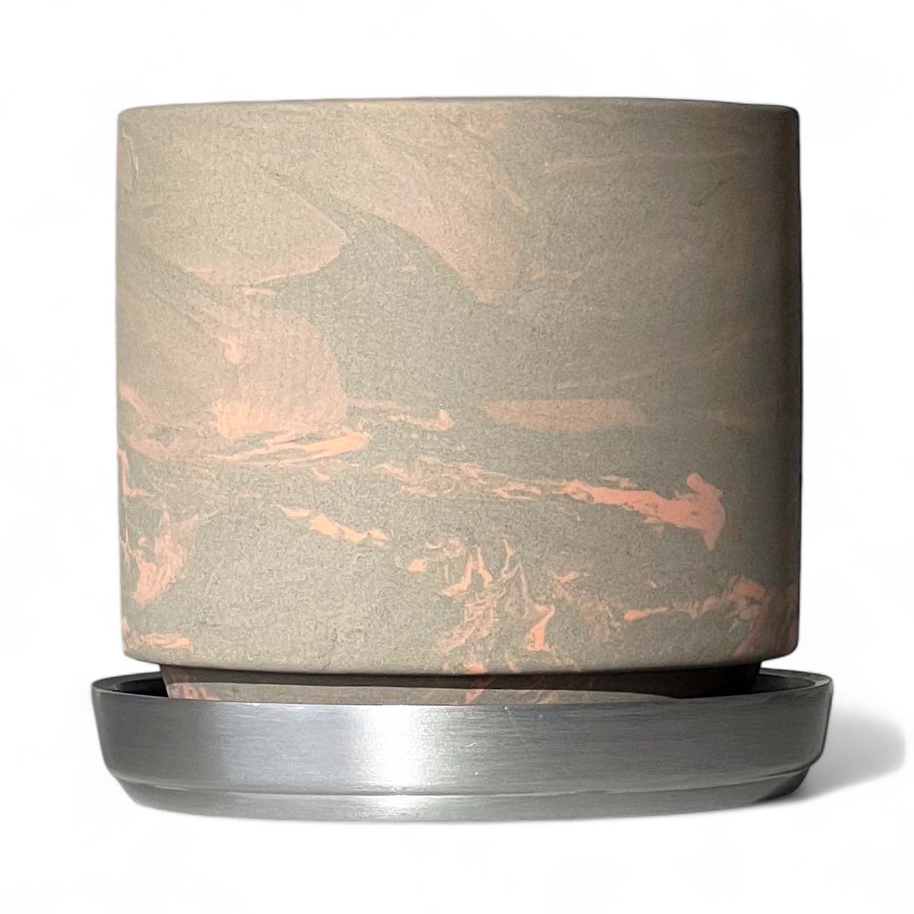 陶器 × アルミ SOIL POT 水ゴテ 鉢 受け皿 陶器鉢 植木鉢 美濃焼 2.5~3号