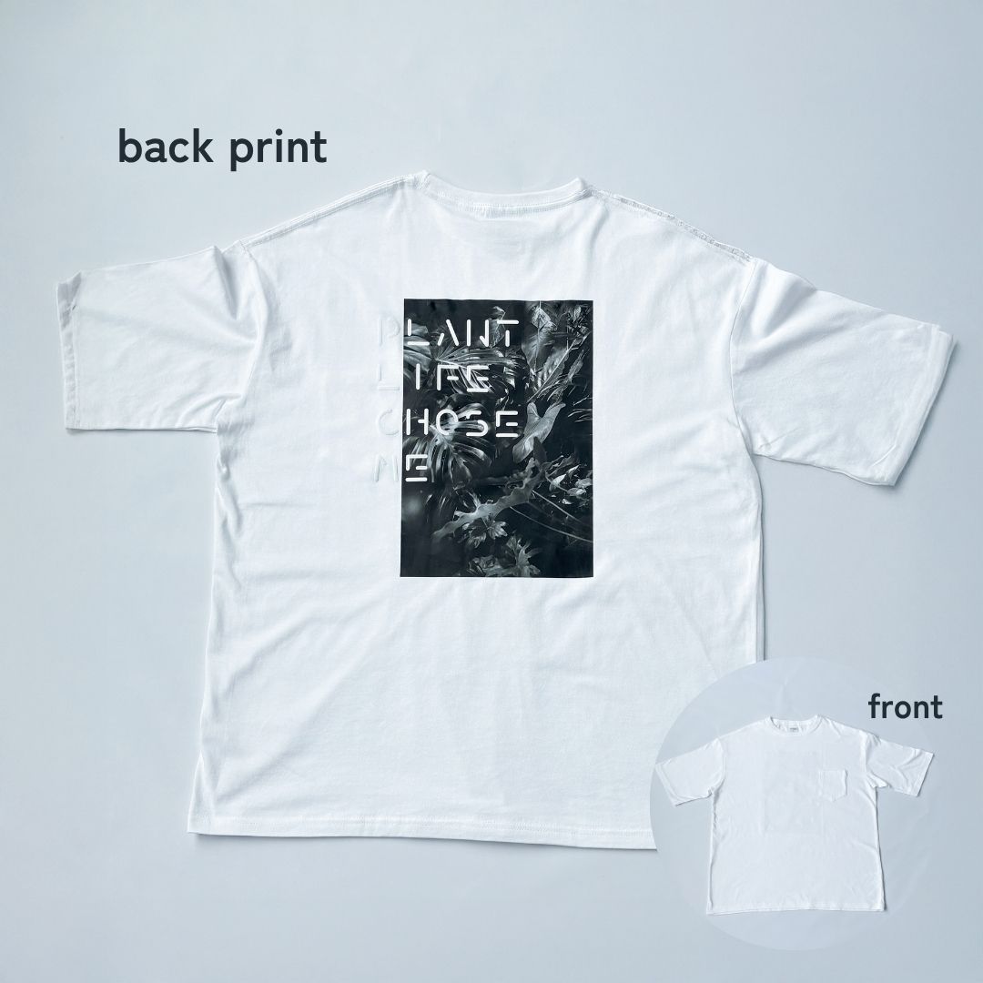 【OVERSIZED FIT T-SHIRT WHITExWHITE】PLANT LIFE CHOSE ME