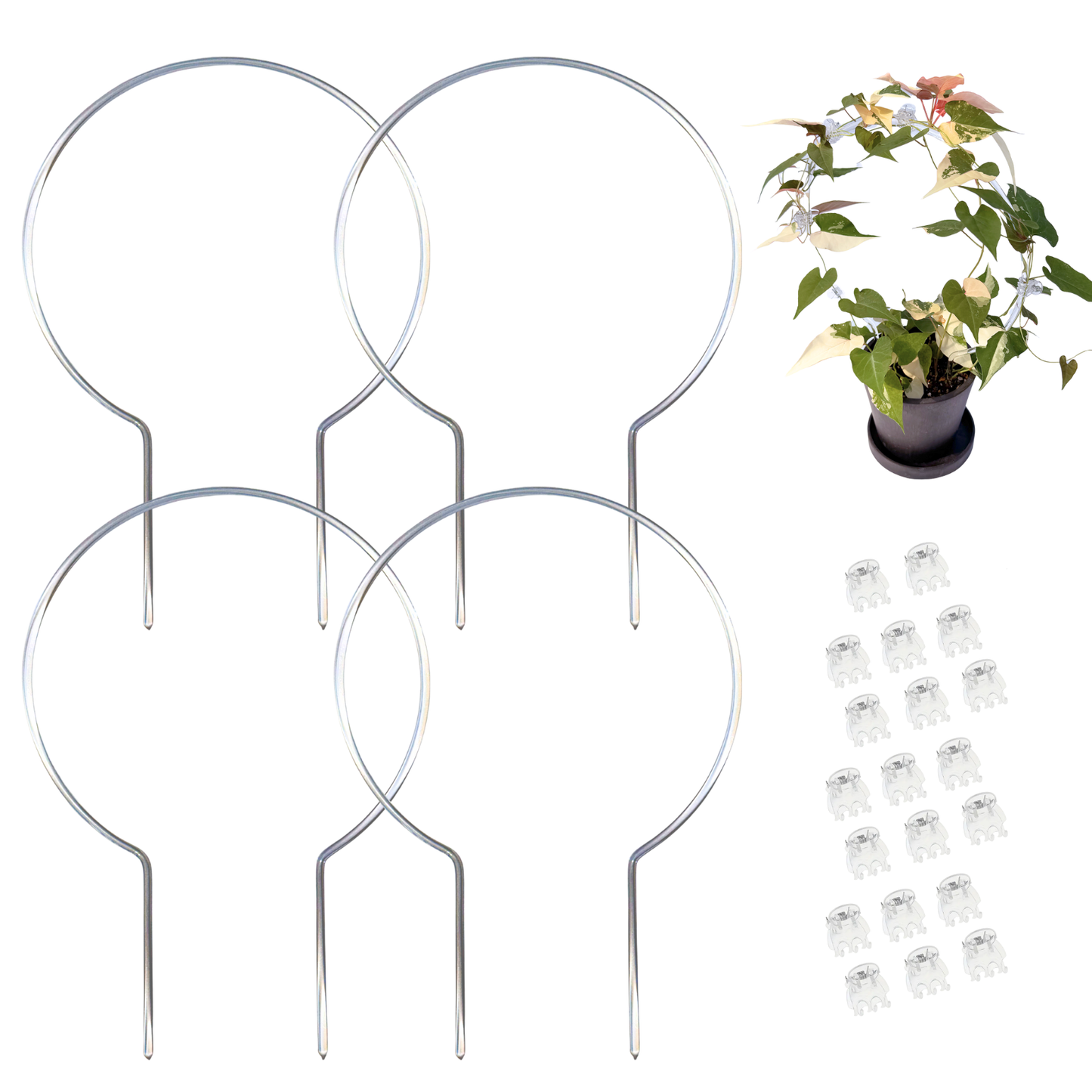 クリア支柱4本+クリアクリップ20個セット