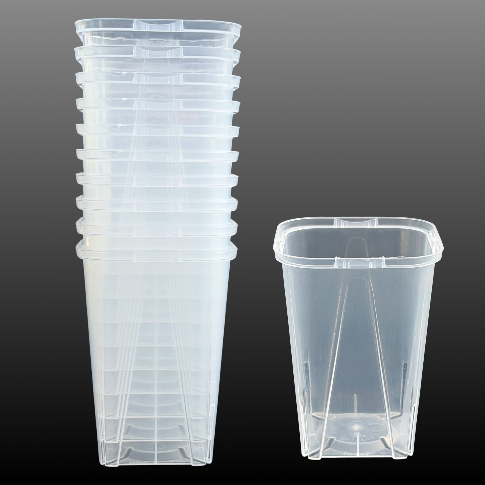 ネガミエル 透明スリット鉢 3号ロング／3.5号ロング／4号ロング【浅岡