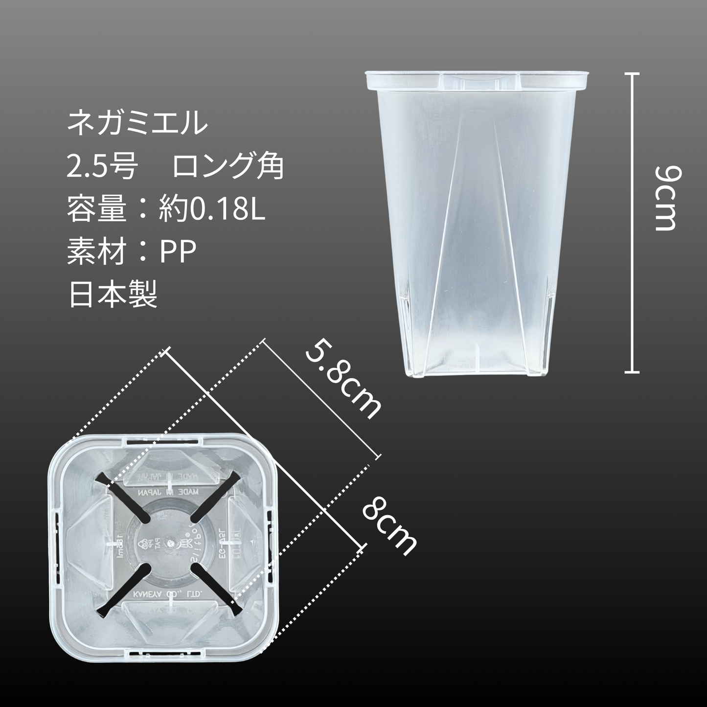 ネガミエル 透明スリット鉢 ロングポット 2.5号/3号/3.5号/4号/5号/6号/7号/8号【浅岡園芸監修】観葉植物 プラスチック クリア 塊根植物 果樹苗 野菜苗 ハーブ 根が見える鉢 インテリアプランター