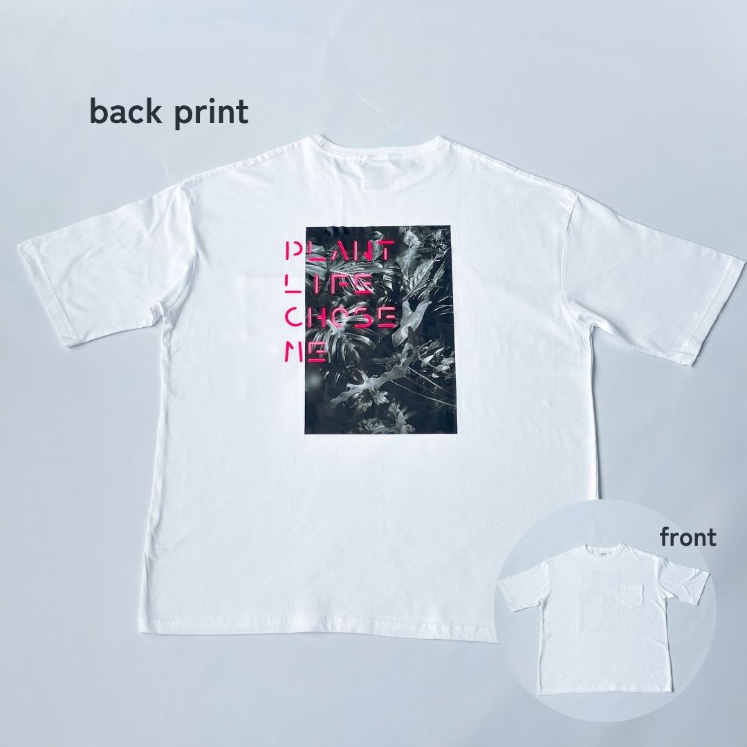 【OVERSIZED FIT T-SHIRT WHITExPINK】PLANT LIFE CHOSE ME