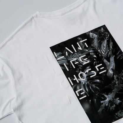 【OVERSIZED FIT T-SHIRT WHITExWHITE】PLANT LIFE CHOSE ME